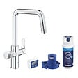 GROHE - Blue Pure Start mitigeur évier avec fonction filtration + Kit de démarrage avec filtre à charbon actif, chrome (G30596000) - vignette
