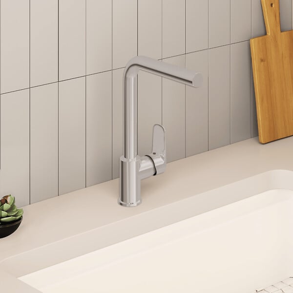 VITRA - Robinet de cuisine bec haut VitrA Flow Square chromé - large