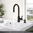 VILLEROY ET BOCH - Robinet cuisine  Umbrella flex + Distributeur de savon Noir mat - vignette
