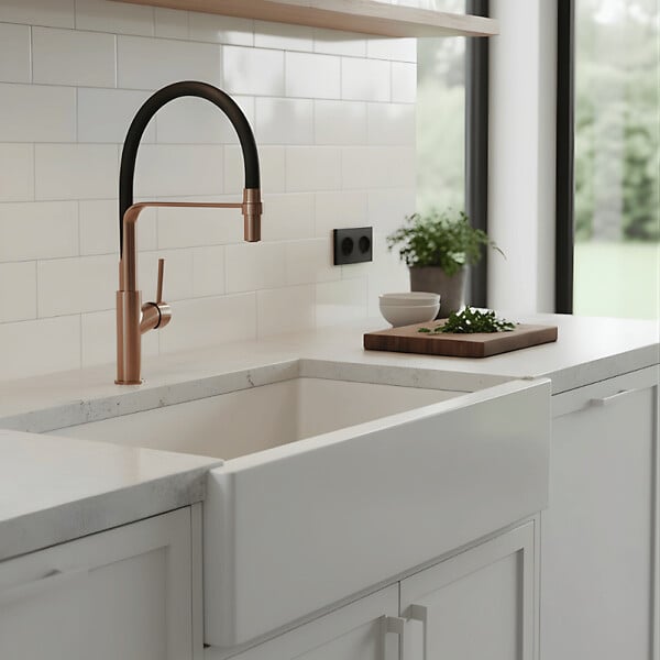OLFA - Robinet de cuisine avec douchette Ortence bronze cuivre - large
