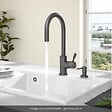 VILLEROY ET BOCH - Robinet cuisine  Umbrella flex + Distributeur de savon Anthracite - vignette