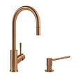 VILLEROY ET BOCH - Robinet cuisine  Umbrella flex + Distributeur de savon Bronze - vignette