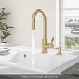 VILLEROY ET BOCH - Robinet cuisine  Umbrella flex + Distributeur de savon Or mat - vignette