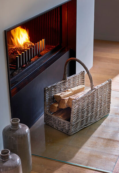 DIXNEUF - Panier à bois en osier grisé - NOVEO - 53 cm - large