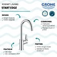 GROHE - Robinet lavabo avec tirette et vidage Start Edge - vignette