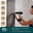 VOUNOT - Lot de 4 panneaux acoustiques muraux Tasseaux en bois MDF avec feutre noir 120x60x2.1cm chêne foncé - vignette