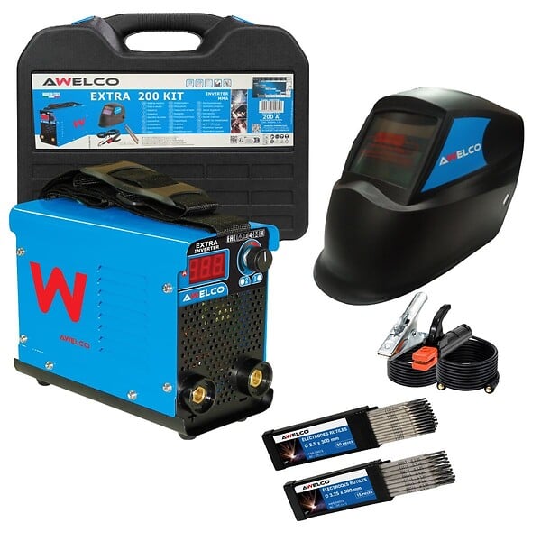 AWELCO - Poste à souder Inverter 200A MMA IGBT + Cagoule de soudure Automatique + 50 Électrodes Ø2.5mm + 15 Électrodes Ø3.25mm AWELCO - large