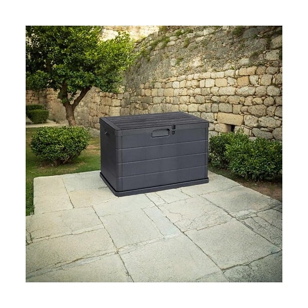 PROGARDEN - Coffre de rangement extérieur 170L - Coffre de Jardin Anthracite dimensions 78L x 55l x 52H cm - Résine - Poignées de transport - large
