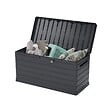 PROGARDEN - Coffre de rangement extérieur 170L - Coffre de Jardin Anthracite dimensions 78L x 55l x 52H cm - Résine - Poignées de transport - vignette