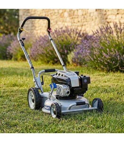 GRIN - Tondeuse à gazon professionnelle tractée moteur Briggs Stratton 190 cm³, mulching 46 cm - GRIN PM46A - large