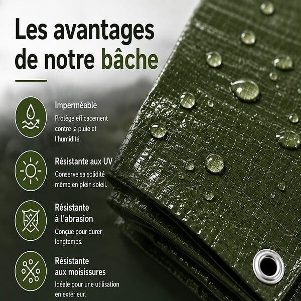 VITO - Bâche de protection 5 x 8 m Verte Etanche Protection Anti UV VITO - large