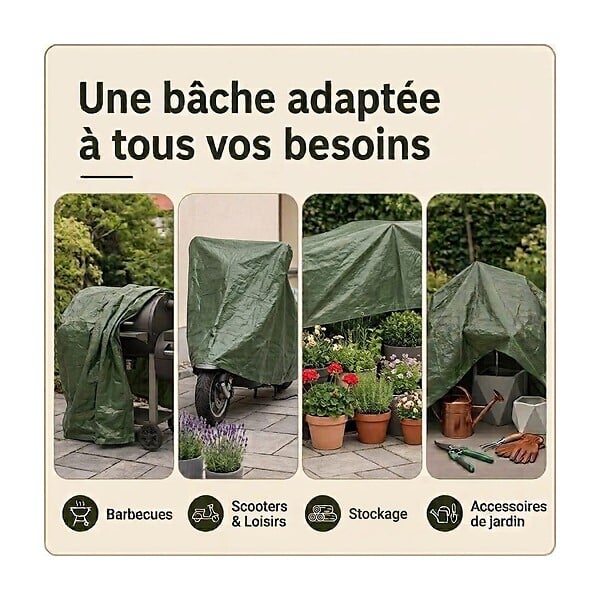 VITO - Bâche de protection 5 x 3 m Verte Etanche Protection Anti UV VITO - large