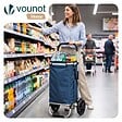 VOUNOT - Chariot de course pliable aluminium 2 roues avec sac isotherme bleu marine - vignette