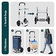 VOUNOT - Chariot de course pliable aluminium 2 roues avec sac isotherme bleu marine - vignette