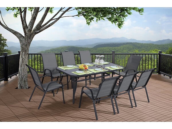 HABITAT ET JARDIN - Table de jardin "Cordoba" - Phoenix - 8 places - Gris effet marbre - large