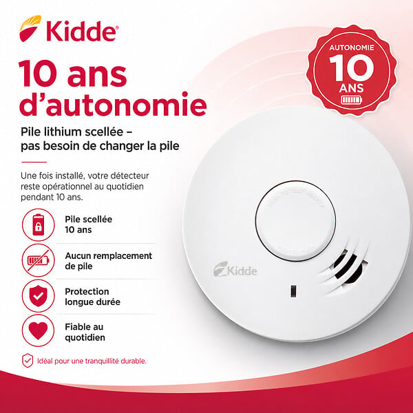 KIDDE - Détecteur de fumée Daaf 10Y29 - autonomie 10 ans - Kidde - large