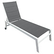 HAPPY GARDEN - Bain de soleil BARBADOS en textilène gris - aluminium blanc - vignette