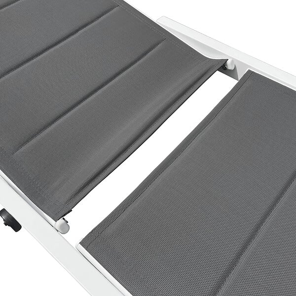 HAPPY GARDEN - Bain de soleil BARBADOS en textilène gris - aluminium blanc - large