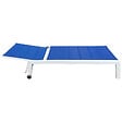 HAPPY GARDEN - Set bain de soleil et table d'appoint BARBADOS en textilène bleu - aluminium blanc - vignette