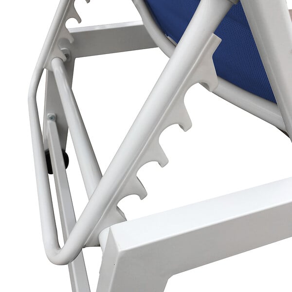 HAPPY GARDEN - Set bain de soleil et table d'appoint BARBADOS en textilène bleu - aluminium blanc - large