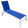 HAPPY GARDEN - Bain de soleil BARBADOS en textilène bleu - aluminium blanc - vignette