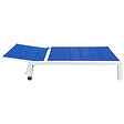 HAPPY GARDEN - Bain de soleil BARBADOS en textilène bleu - aluminium blanc - vignette