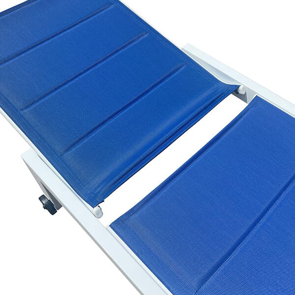 HAPPY GARDEN - Bain de soleil BARBADOS en textilène bleu - aluminium blanc - large