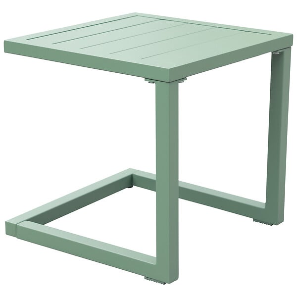 HAPPY GARDEN - Set bain de soleil et table d'appoint BARBADOS en textilène vert sauge - aluminium vert sauge - large