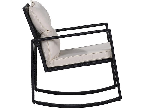 HABITAT ET JARDIN - Salon de jardin avec  2 fauteuils à bascule "Sami" - Noir/beige - large