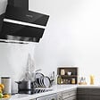 CIARRA - Ciarra Hotte aspirante inclinée 60cm hotte de cuisine murale 650m3h 4 vitesses évacuation ou recyclage filtre charbon NON INCLUS - vignette