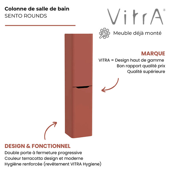 VITRA - Colonne VitrA Sento Round 2 portes version gauche Terracotta mat - large
