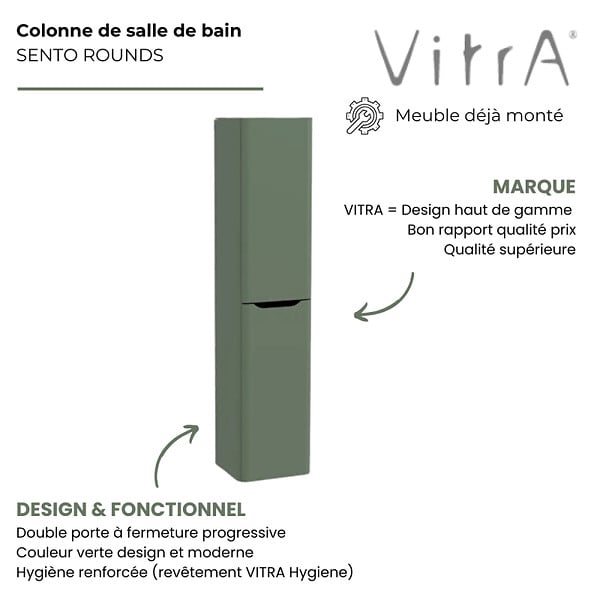 VITRA - Colonne VitrA Sento Round 2 portes version gauche Vert mat - large