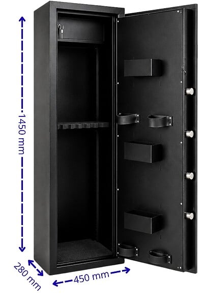 TRESORSAFE - Armoire à fusils Tresorsafe - 10 armes - Serrure électronique avec clés de secours - large