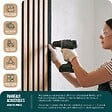 VOUNOT - Lot de 6 panneaux acoustiques muraux Tasseaux en bois MDF avec feutre noir 120x60x2.1cm chêne clair - vignette