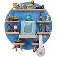 TECTAKE - Étagère murale pour 28 figurines, magnétique, adaptée aux toniebox 1 et 2, avec support écouteurs, suspension invisible, bleu, 44,5 x 16,5 cm - vignette