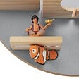 TECTAKE - Étagère murale décorative gris, motif lune, pour 28 figurines, magnétique, support écouteurs, suspension invisible, 44,5 x 16,5 cm - vignette