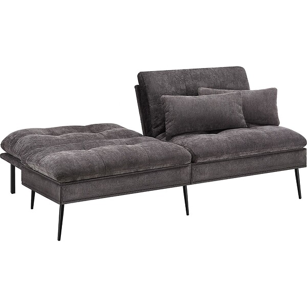 TECTAKE - Canapé lit 3 en 1 dossier réglable en 6 positions capacité de charge 300 kg gris 175x66x87 cm - large