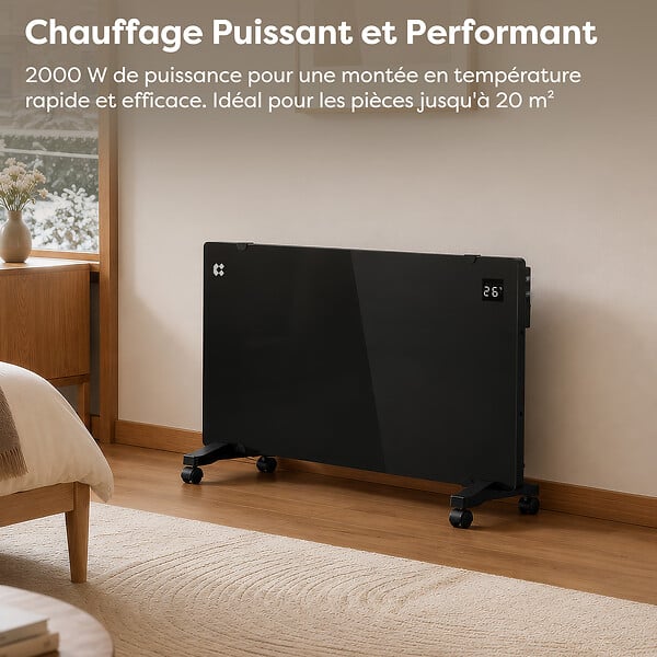 CIARRA - Convecteur Radiateur Electrique Connecté 2000W Mural ou Mobile IP24 Programmable CIARRA CBHX20-B - large