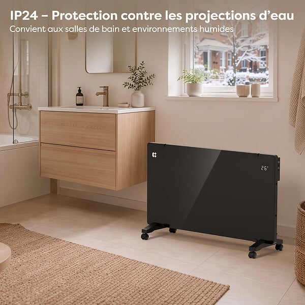 CIARRA - Convecteur Radiateur Electrique Connecté 2000W Mural ou Mobile IP24 Programmable CIARRA CBHX20-B - large