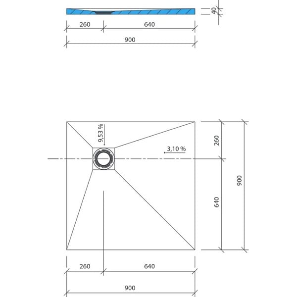 WEDI - Receveur de douche à carreler FUNDO PRIMO - Carré - Ecoulement excentré - Dimensions: 1500x1500x40mm - WEDI - large