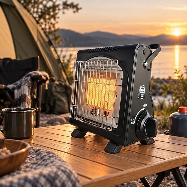 INTEC - Chauffage à Gaz Portable 1700W Fuego – Chauffage gaz céramique pour extérieur, pêche, camping Anti-Basculement Fusible ODS INTEC - large