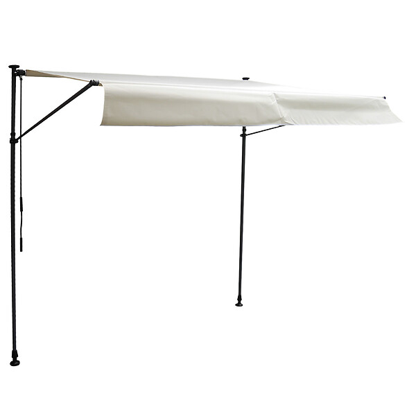 HAPPY GARDEN - Store banne pour balcon CHENE 3 × 1,2m - Toile beige et structure grise - large