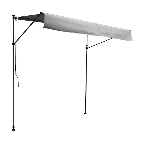 HAPPY GARDEN - Store banne pour balcon CHENE 2 × 1,2m - Toile grise et structure grise - large