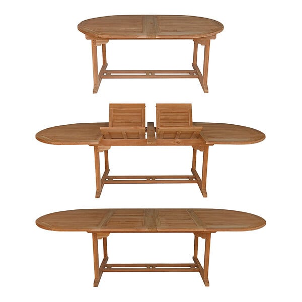 HAPPY GARDEN - Salon de jardin en teck massif LOMBOK - table ovale extensible - 10 places - large