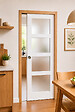 GD MENUISERIES - Porte Coulissante Tana blanc Vitrée H204 x L73 cm, Galandage, kit finition (coquille et tire doigt) - vignette