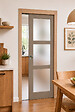 GD MENUISERIES - Porte Coulissante Gris Taupe RAL 7006 Vitrée H204 x L83 cm, Galandage, kit finition (coquille et tire doigt) - vignette