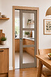 GD MENUISERIES - Porte Coulissante Gris Taupe RAL 7006 Vitrage transparent H204 x L83 cm, Galandage, kit finition (coquille et tire doigt) - vignette