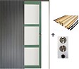 GD MENUISERIES - Porte Coulissante Vert Sauge RAL 6021 Vitrée H204 x L73 cm, Galandage, kit finition (coquille et tire doigt) - vignette