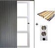 GD MENUISERIES - Porte Coulissante Kenya blanc Vitrage transparent H204 x L83 cm, Galandage, kit finition (coquille et tire doigt) - vignette