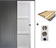 GD MENUISERIES - Porte Coulissante Korya Blanc 3 panneaux H204 x L93 cm, Galandage, kit finition (coquille et tire doigt) - vignette
